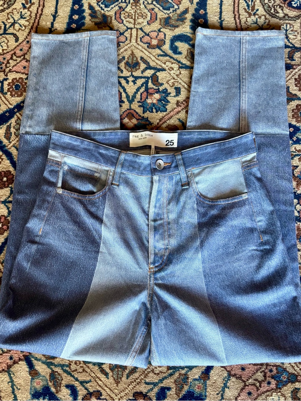 Rag & Bone Women’s Stretch Nina Miramar Patchwork Cigarette Bryon 
Jeans Size 25